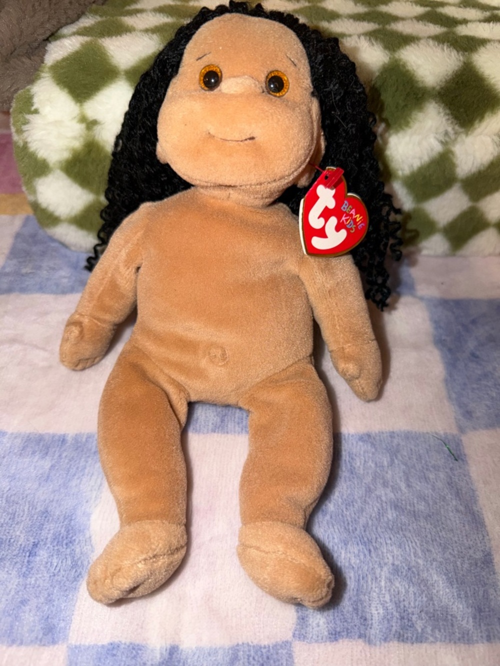 Ty calypso Beanie Kids Brown Plush Doll with Black Curly Hair